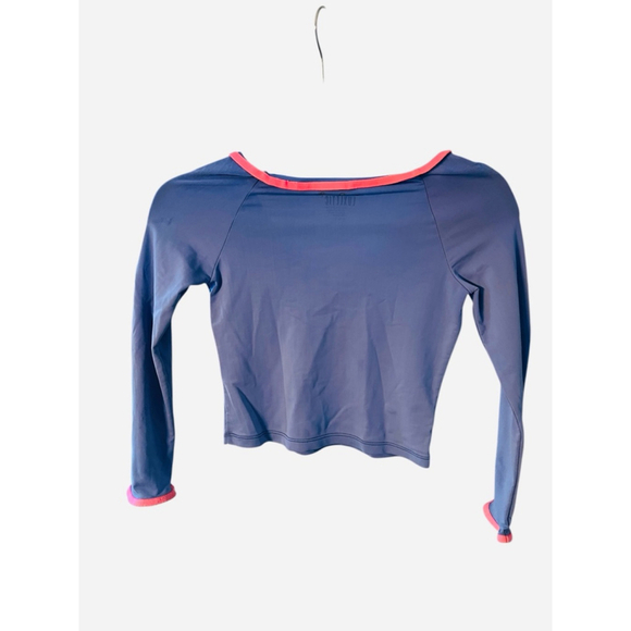 Lilly Pulitzer Luxletic Long Sleeve Workout Cropped Top Size Medium 6 Girls Blue - Picture 5 of 6
